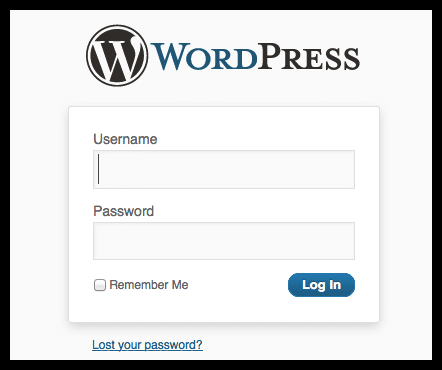 Standard WordPress Login Screen