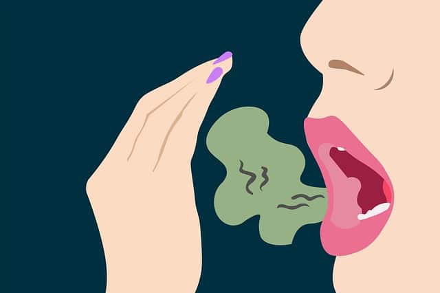 Illustration of a woman with bad breath