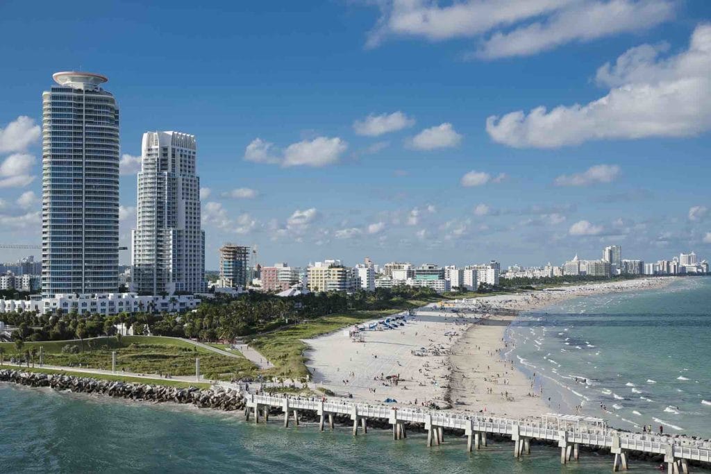 Aerial shot of Miami Beach