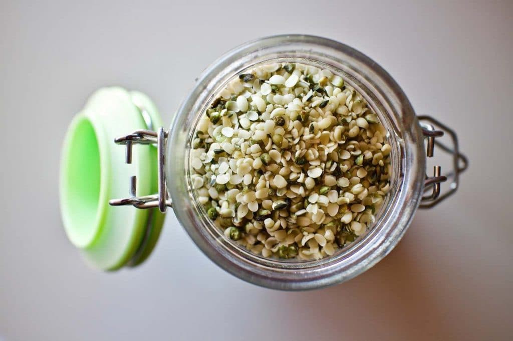 Hemp seeds in a mason jar