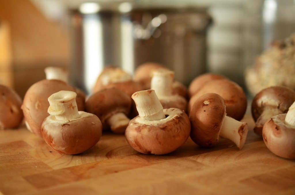 Picture of button mushrooms used in cooking