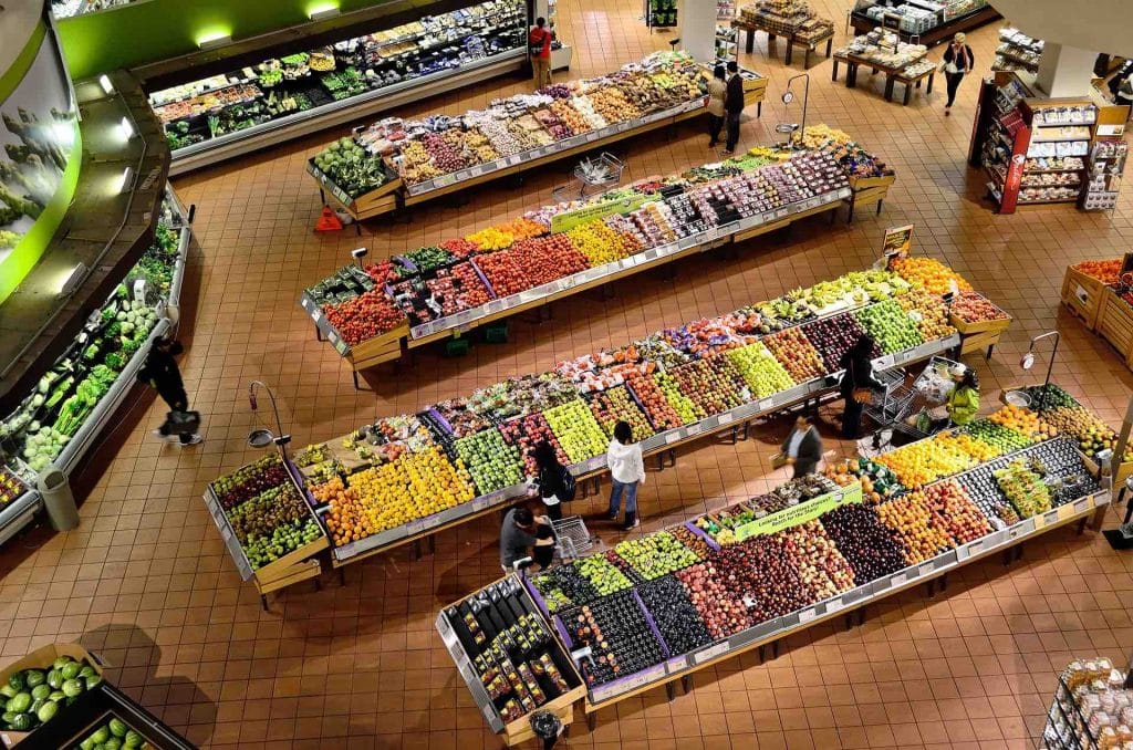 Aerial view of a supermarket