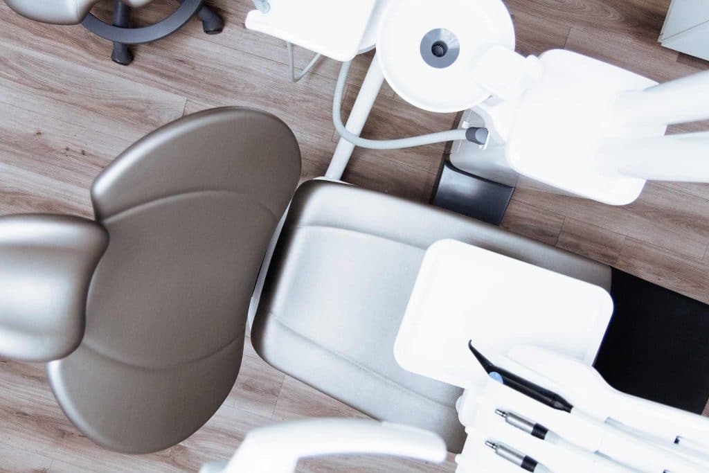 Top-down view of a dentist's chair