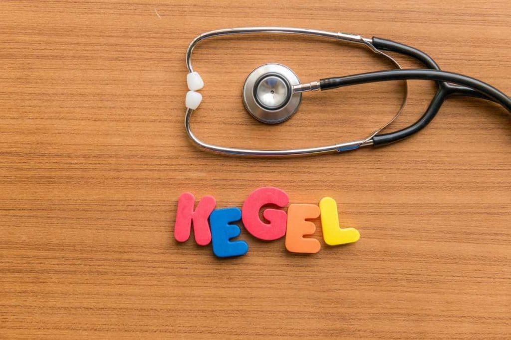 The word "Kegel" spelled out and a stethoscope